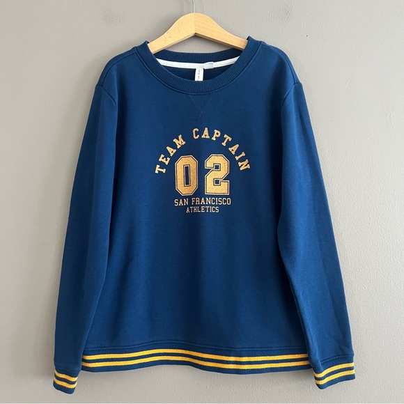 Janie and Jack Boys Team Captain French Terry Sweatshirt Navy Sz 10 - Picture 1 of 10